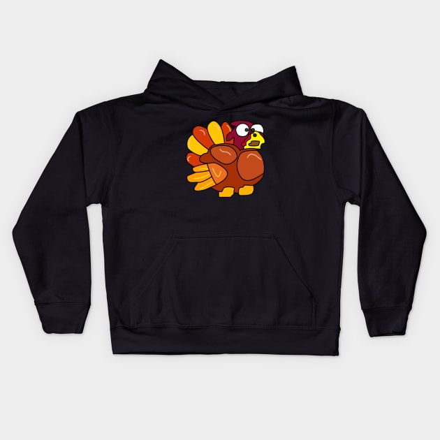 Chicken Turkey (eyes looking at the center and facing to the right side) - Thanksgiving Kids Hoodie by LAST-MERCH